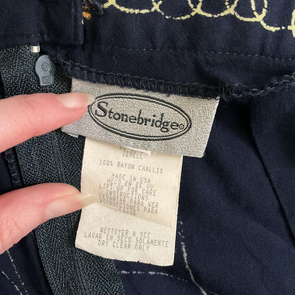 Vintage Stonebridge Skirt Womens Large Blue Floral Maxi Cottage Church Modest * - Picture 10 of 11